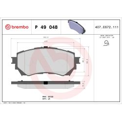 Stabdžių trinkelių rinkinys, diskinis stabdys BREMBO P 49 048