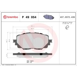 Stabdžių trinkelių rinkinys, diskinis stabdys BREMBO P 49 054