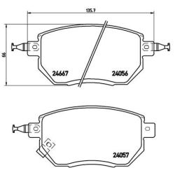 Stabdžių trinkelių rinkinys, diskinis stabdys BREMBO P 56 051