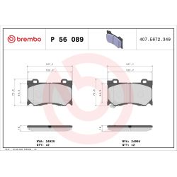 Stabdžių trinkelių rinkinys, diskinis stabdys BREMBO P 56 089