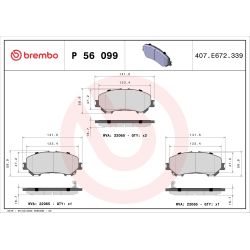 Stabdžių trinkelių rinkinys, diskinis stabdys BREMBO P 56 099