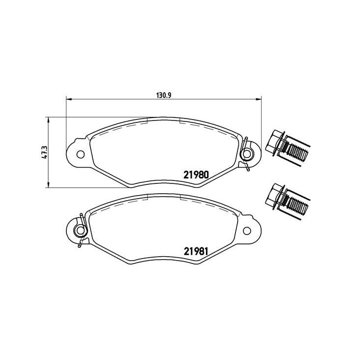 Stabdžių trinkelių rinkinys, diskinis stabdys BREMBO P 61 098