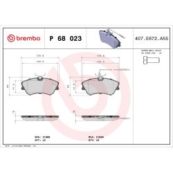 Stabdžių trinkelių rinkinys, diskinis stabdys BREMBO P 68 023