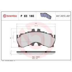 Stabdžių trinkelių rinkinys, diskinis stabdys BREMBO P 83 180