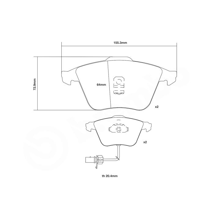 Didelio efektyvumo stabdžių trinkelių komplektas BREMBO 07.B314.71