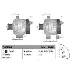 Kintamosios srovės generatorius DENSO DAN008