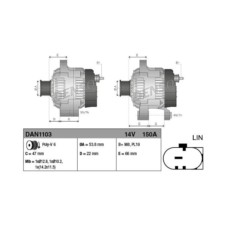 Kintamosios srovės generatorius DENSO DAN1103