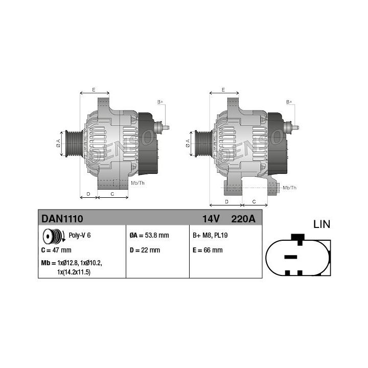 Kintamosios srovės generatorius DENSO DAN1110