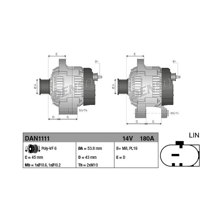 Kintamosios srovės generatorius DENSO DAN1111