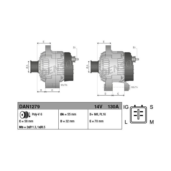 Kintamosios srovės generatorius DENSO DAN1279