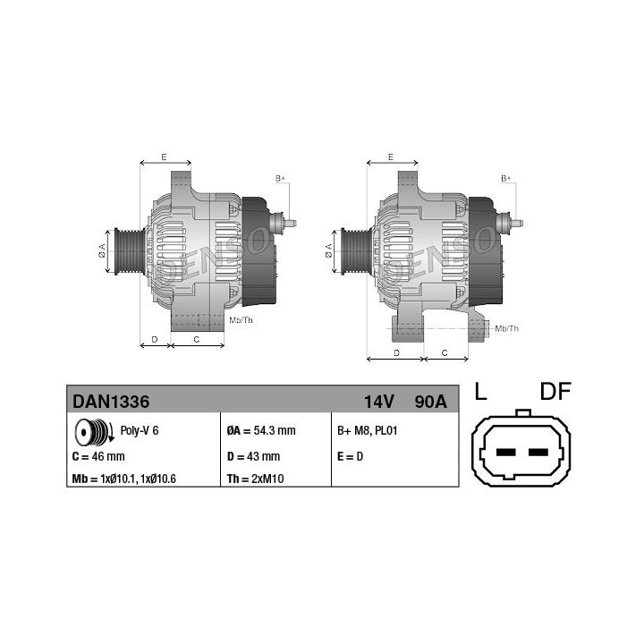 Kintamosios srovės generatorius DENSO DAN1336