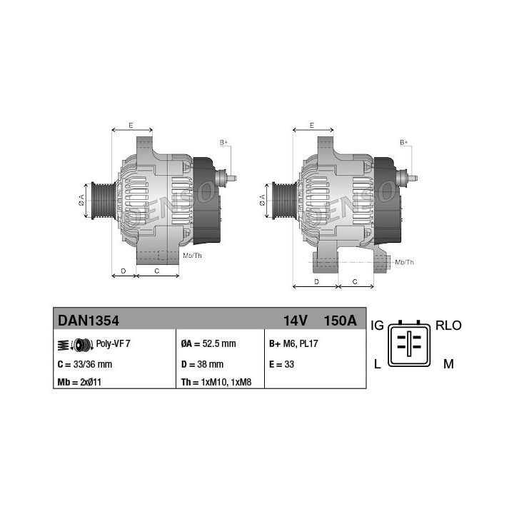 Kintamosios srovės generatorius DENSO DAN1354