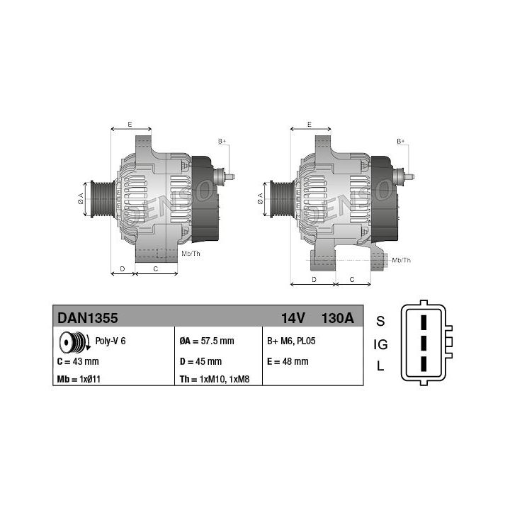 Kintamosios srovės generatorius DENSO DAN1355