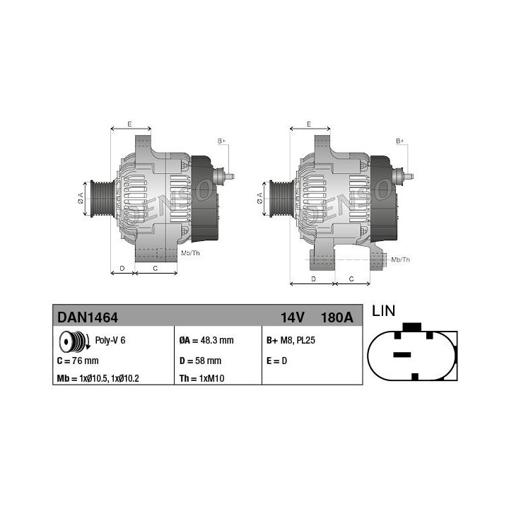 Kintamosios srovės generatorius DENSO DAN1464