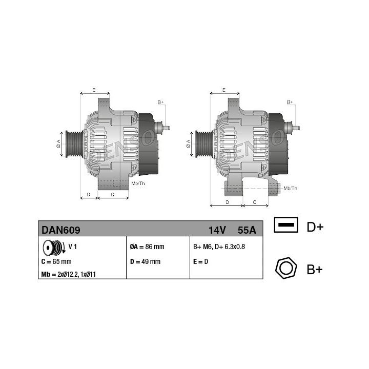 Kintamosios srovės generatorius DENSO DAN609