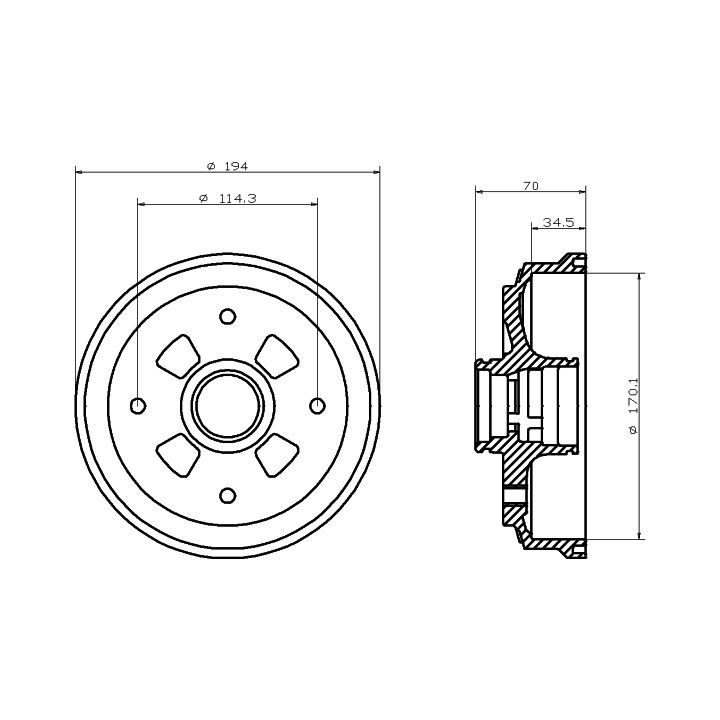 Stabdžių būgnas MINTEX MBD222