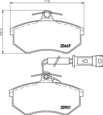 Stabdžių trinkelių rinkinys, diskinis stabdys MINTEX MDB1293