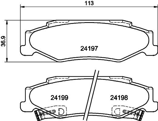 Stabdžių trinkelių rinkinys, diskinis stabdys MINTEX MDB2214