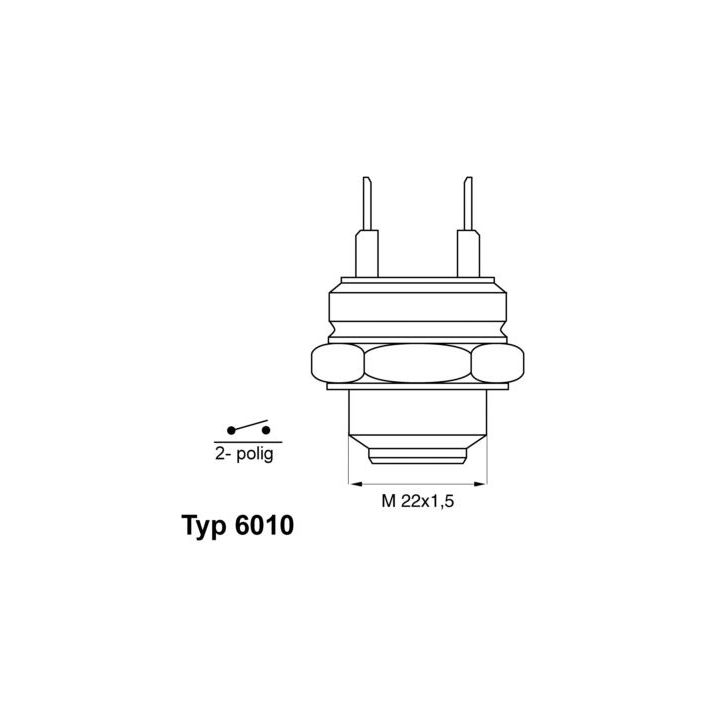 Temperatūros jungiklis, radiatoriaus ventiliatorius BorgWarner (Wahler) 6010.92D