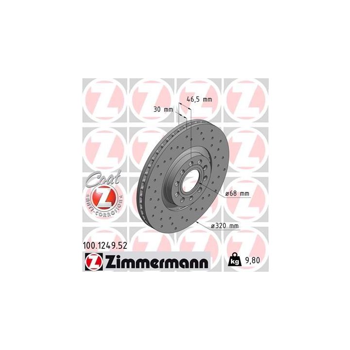 Stabdžių diskas ZIMMERMANN 100.1249.52