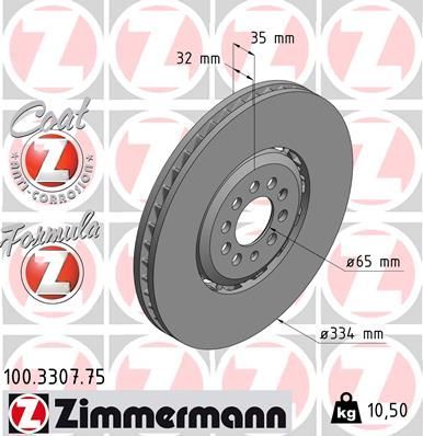 Stabdžių diskas ZIMMERMANN 100.3307.75