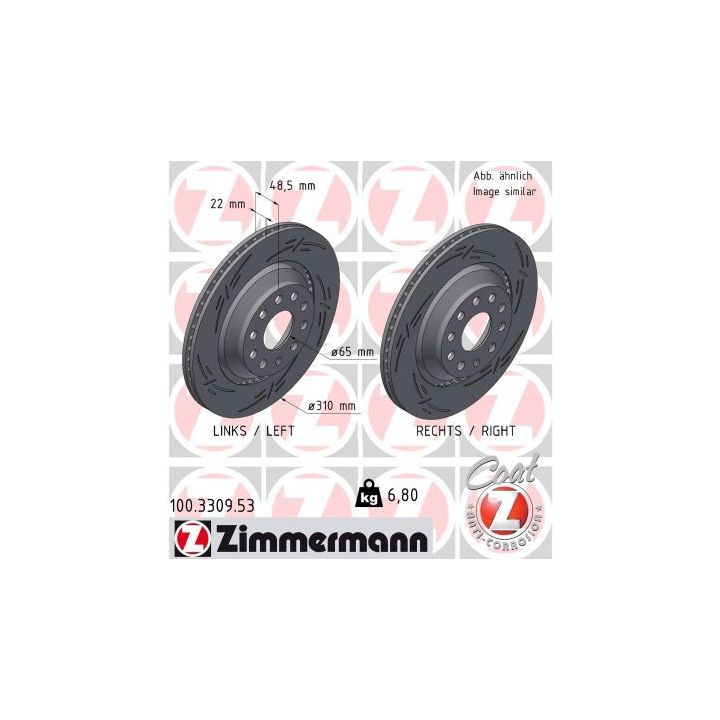 Stabdžių diskas ZIMMERMANN 100.3309.53