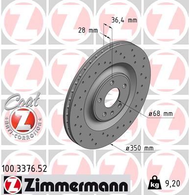 Stabdžių diskas ZIMMERMANN 100.3376.52