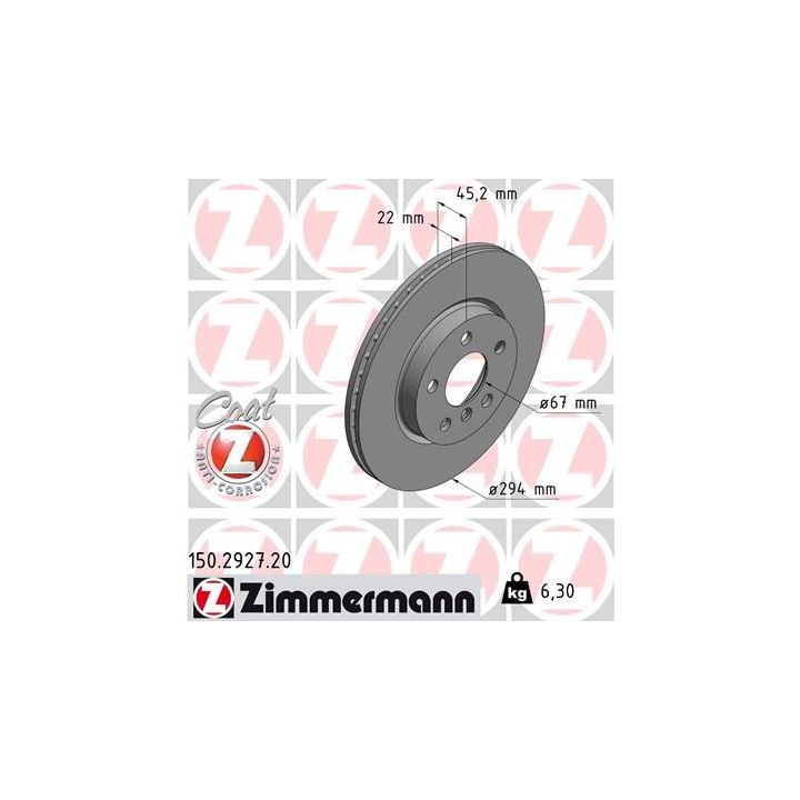 Stabdžių diskas ZIMMERMANN 150.2927.20