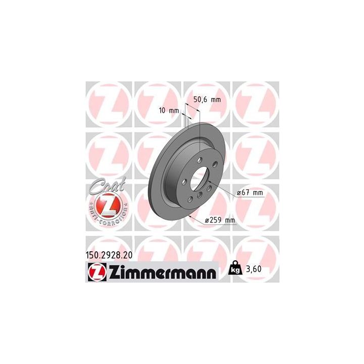 Stabdžių diskas ZIMMERMANN 150.2928.20