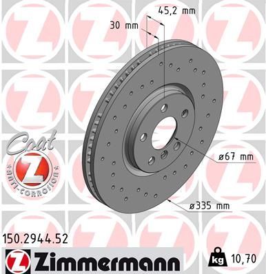 Stabdžių diskas ZIMMERMANN 150.2944.52