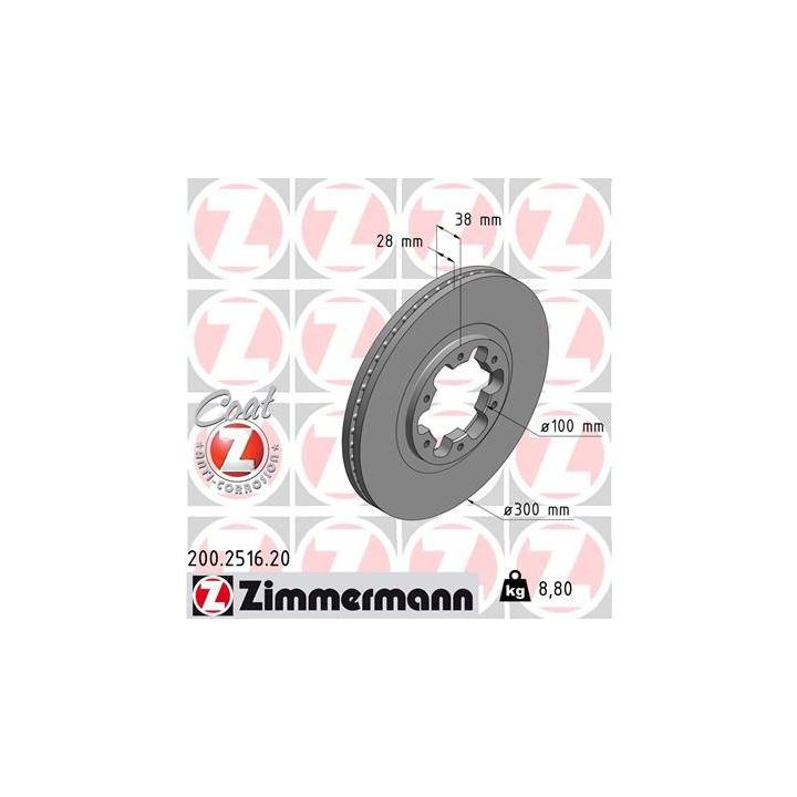 Stabdžių diskas ZIMMERMANN 200.2516.20