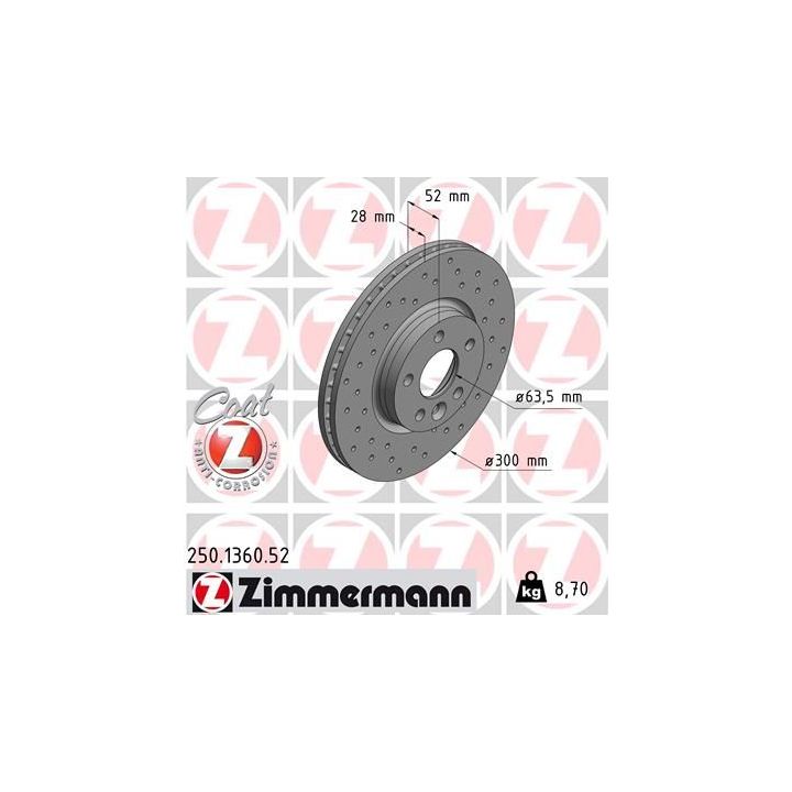 Stabdžių diskas ZIMMERMANN 250.1360.52