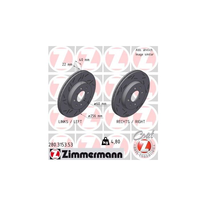 Stabdžių diskas ZIMMERMANN 280.3153.53