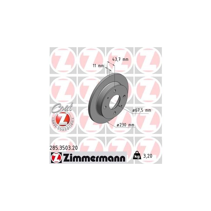 Stabdžių diskas ZIMMERMANN 285.3503.20