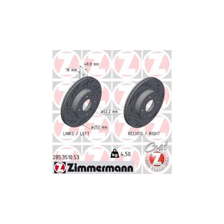 Stabdžių diskas ZIMMERMANN 285.3510.53