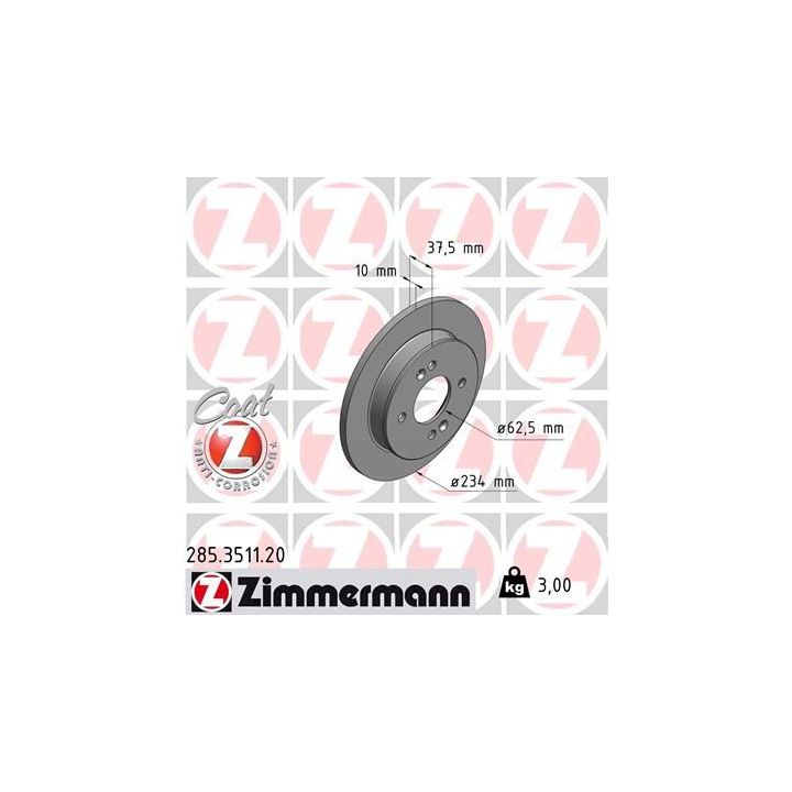 Stabdžių diskas ZIMMERMANN 285.3511.20