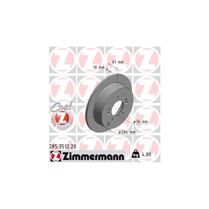 Stabdžių diskas ZIMMERMANN 285.3512.20