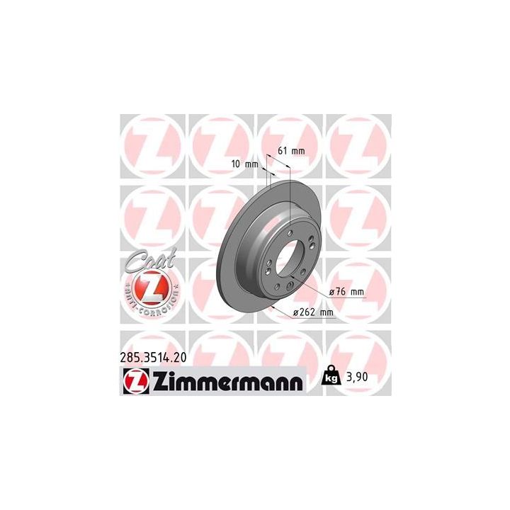 Stabdžių diskas ZIMMERMANN 285.3514.20