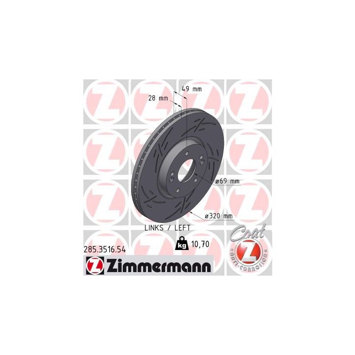 Stabdžių diskas ZIMMERMANN 285.3516.54