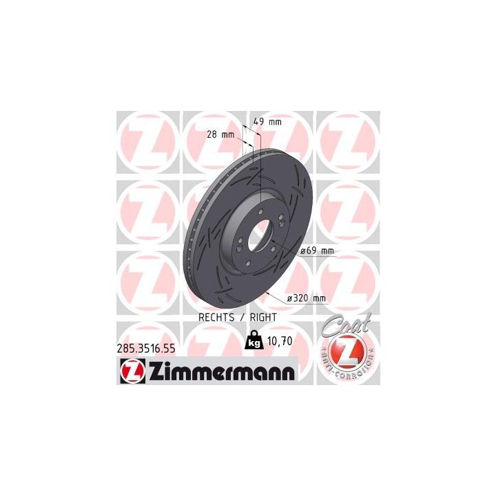 Stabdžių diskas ZIMMERMANN 285.3516.55