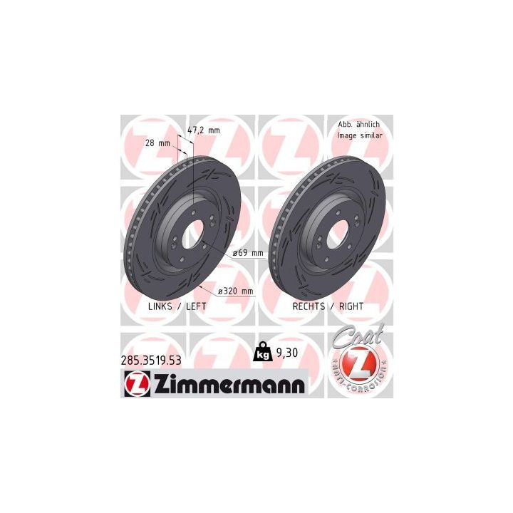 Stabdžių diskas ZIMMERMANN 285.3519.53