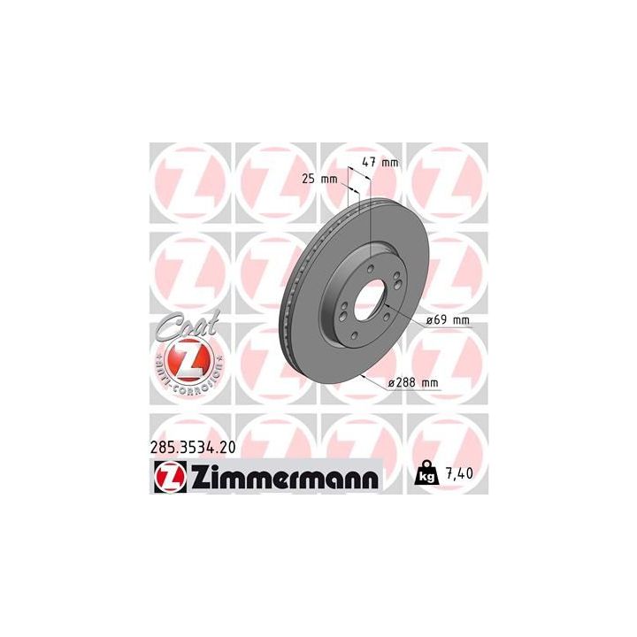 Stabdžių diskas ZIMMERMANN 285.3534.20