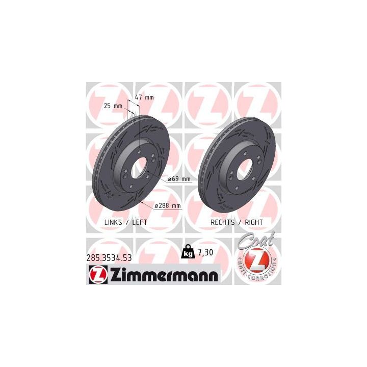 Stabdžių diskas ZIMMERMANN 285.3534.53