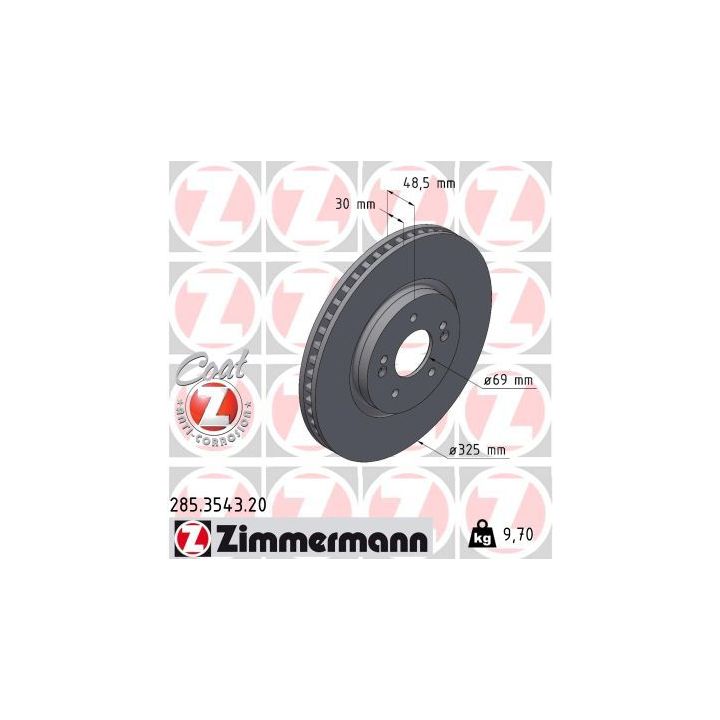 Stabdžių diskas ZIMMERMANN 285.3543.20