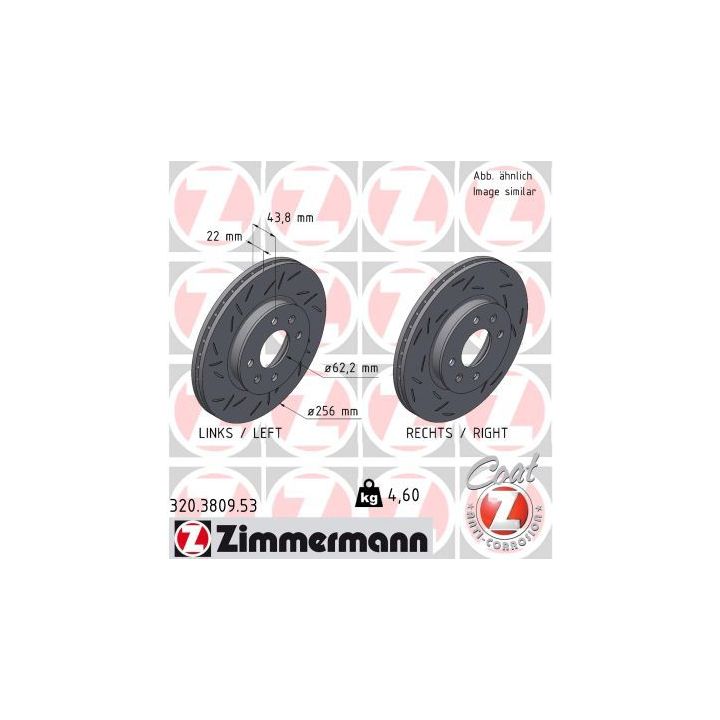 Stabdžių diskas ZIMMERMANN 320.3809.53