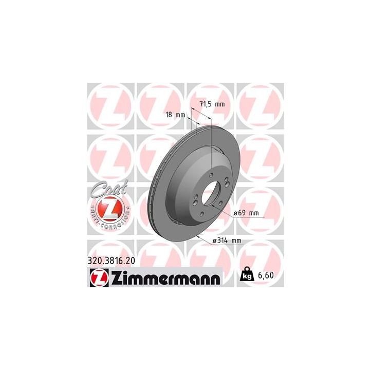 Stabdžių diskas ZIMMERMANN 320.3816.20