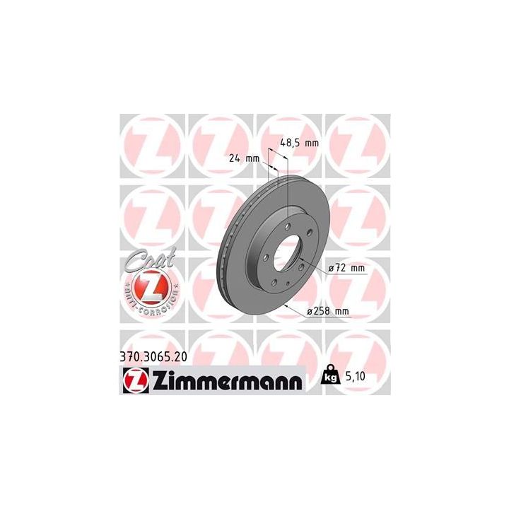 Stabdžių diskas ZIMMERMANN 370.3065.20
