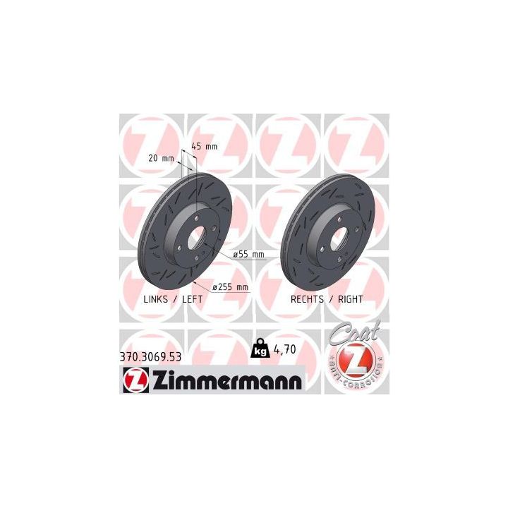 Stabdžių diskas ZIMMERMANN 370.3069.53