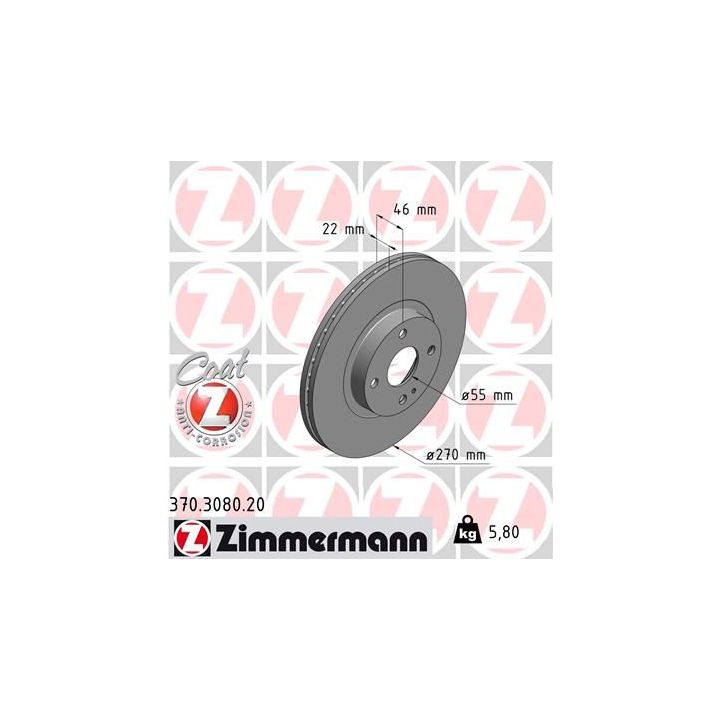 Stabdžių diskas ZIMMERMANN 370.3080.20