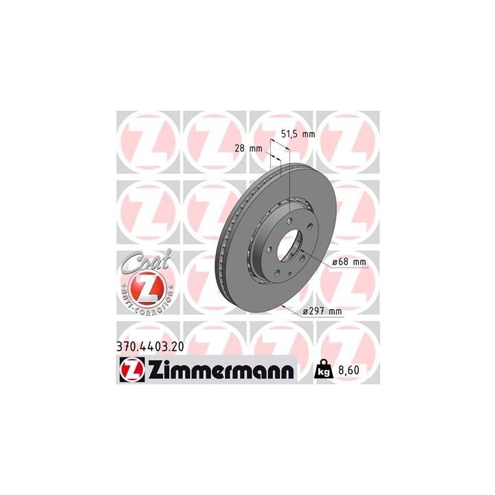 Stabdžių diskas ZIMMERMANN 370.4403.20